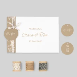 Faire-part Mariage Champêtre | Gamme Complète^Planet cards Kraft champêtre