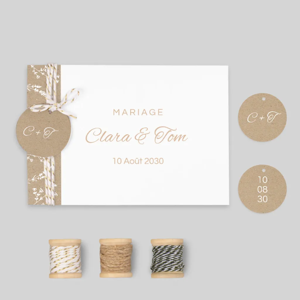 Faire-part Mariage Champêtre | Gamme Complète^Planet cards Kraft champêtre