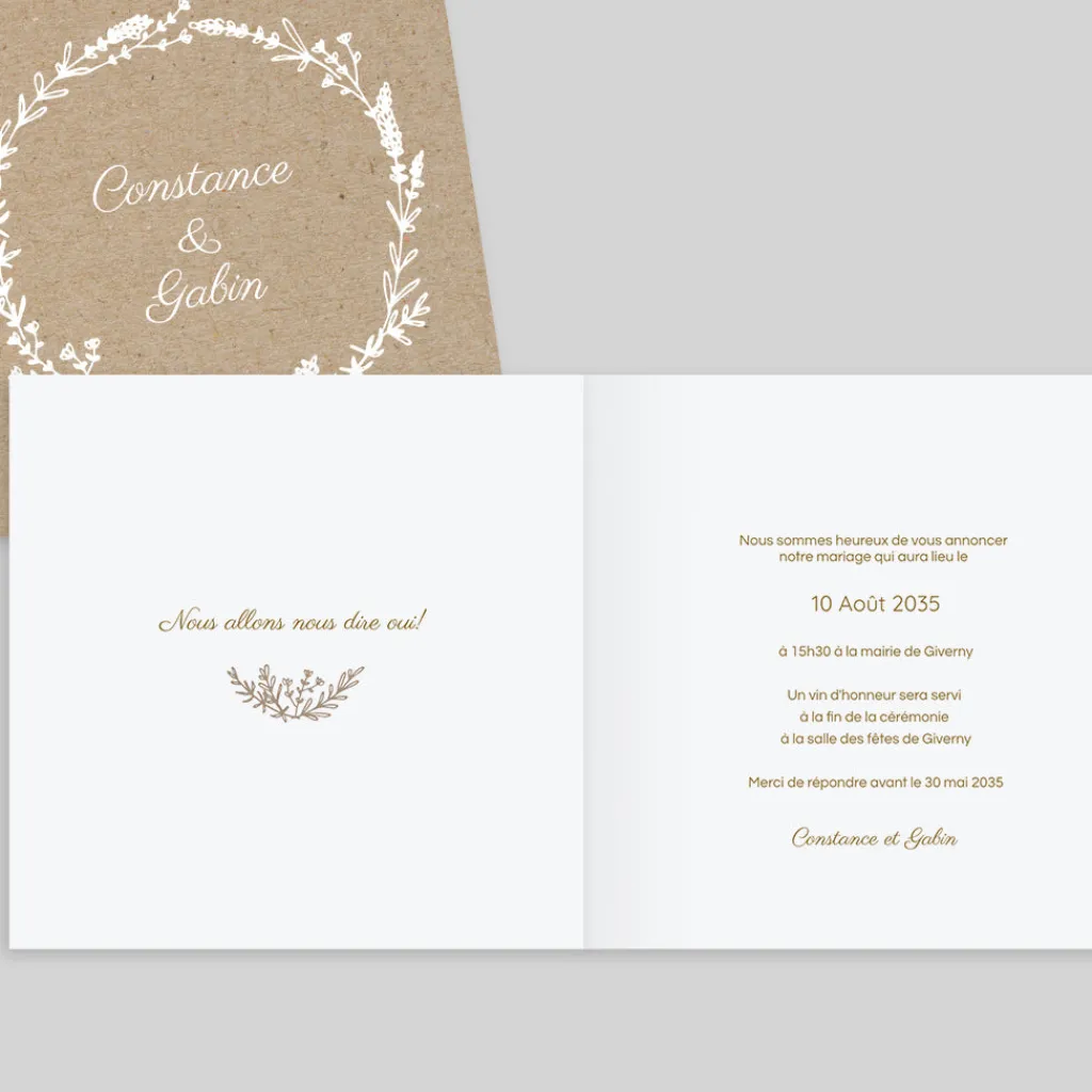 Faire-part Mariage Champêtre | Gamme Complète^Planet cards Kraft champêtre