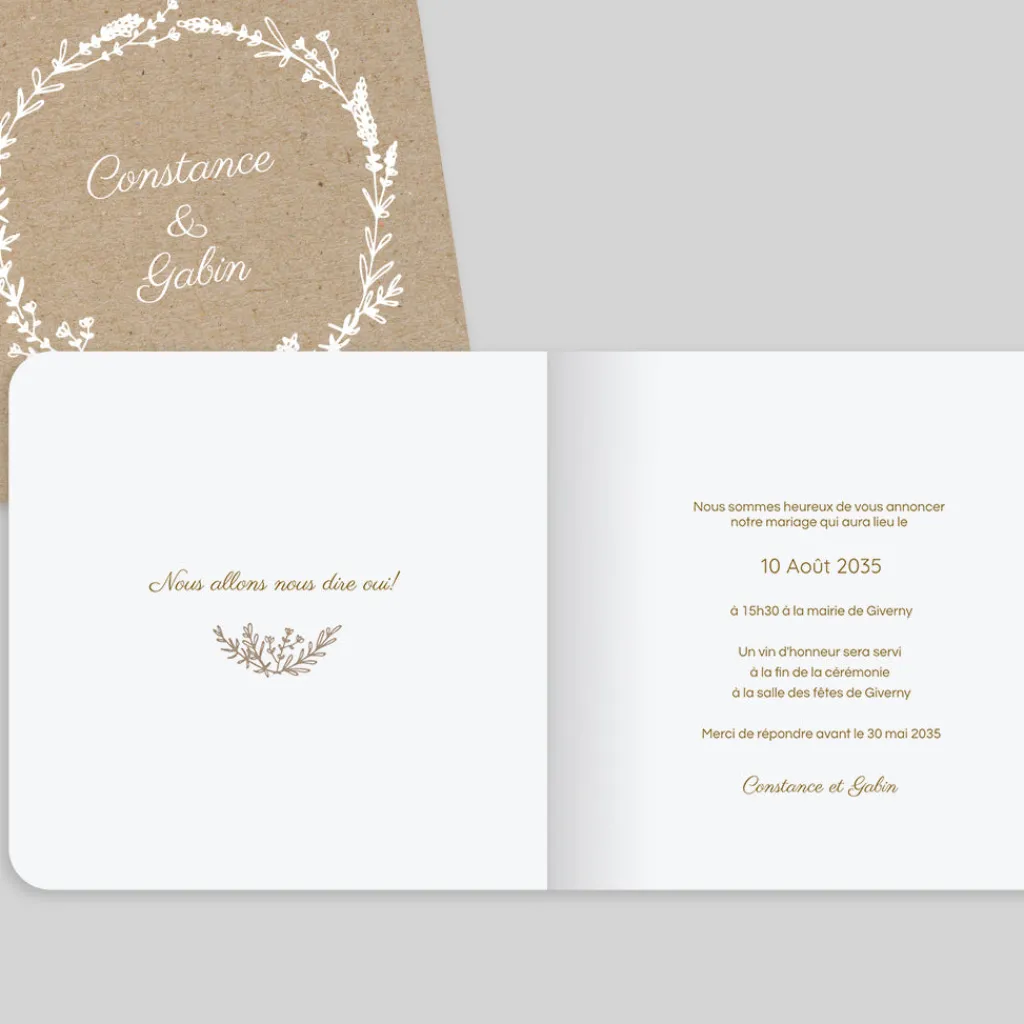 Faire-part Mariage Champêtre | Gamme Complète^Planet cards Kraft champêtre