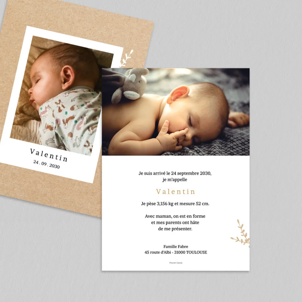 Faire-part Naissance Fille^Planet cards Kraft et Brindille