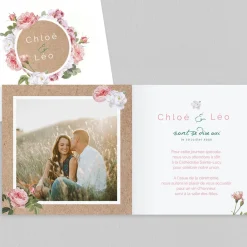 Faire-part Mariage Bohème | Faire-part Mariage Champêtre^Planet cards Kraft Et Fleurs Vintage