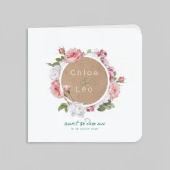 Faire-part Mariage Bohème | Faire-part Mariage Champêtre^Planet cards Kraft Et Fleurs Vintage