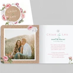 Faire-part Mariage Bohème | Faire-part Mariage Champêtre^Planet cards Kraft Et Fleurs Vintage