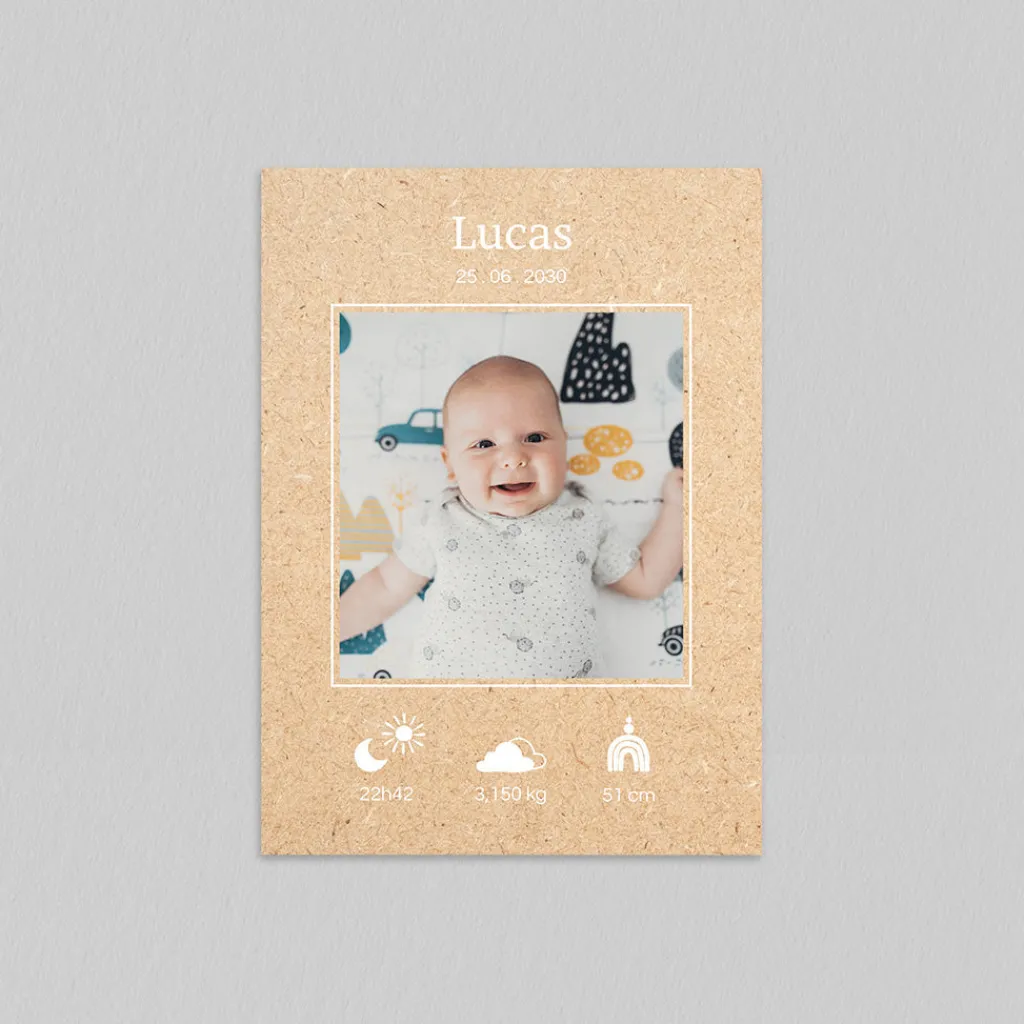 Faire-part Naissance Garçon^Planet cards Kraft et Illustrations