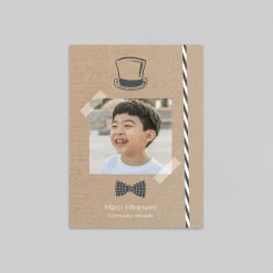 Carte Remerciement Communion^Planet cards kraft et pictos