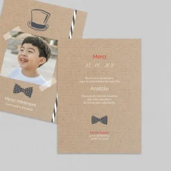 Carte Remerciement Communion^Planet cards kraft et pictos