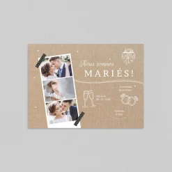 Carte Remerciement Mariage Champêtre^Planet cards Kraft et Tendresse