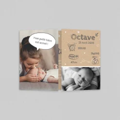 Faire-part Naissance Original | Faire-part Naissance Fille^Planet cards Kraft Et Étoiles