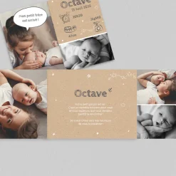 Faire-part Naissance Original | Faire-part Naissance Fille^Planet cards Kraft Et Étoiles