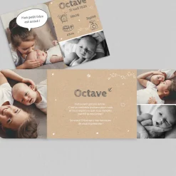Faire-part Naissance Original | Faire-part Naissance Fille^Planet cards Kraft Et Étoiles