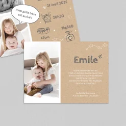 Faire-part Naissance Original | Faire-part Naissance Fille^Planet cards Kraft Et Étoiles