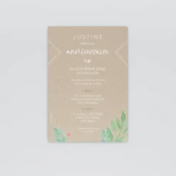 Carte Invitation Anniversaire Adulte Vintage^Planet cards Kraft Floral