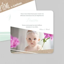 Carte Remerciement Baptême Photo^Planet cards Kraft Géométrique