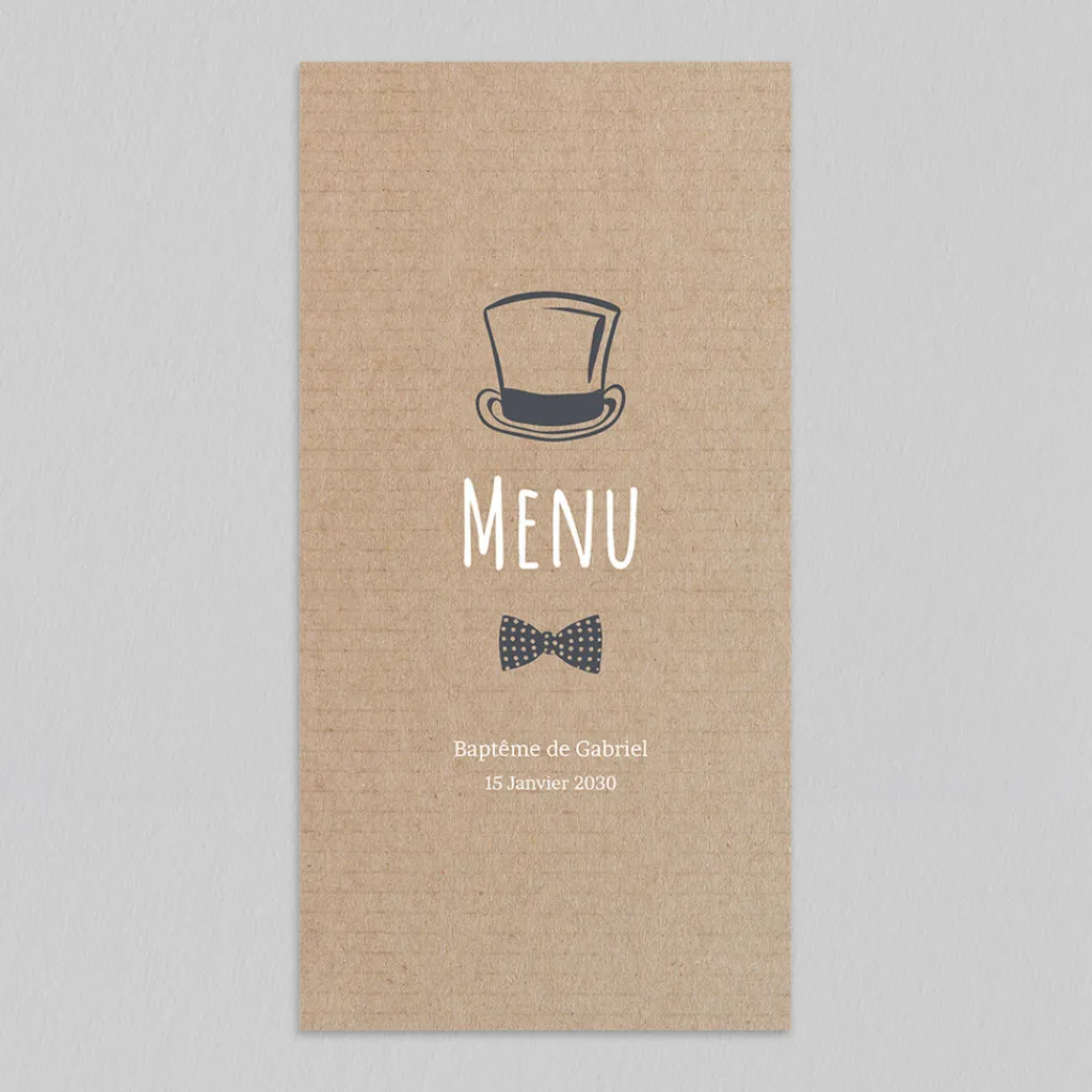 Menu Baptême^Planet cards Kraft Hipster