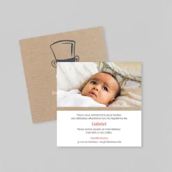 Carte Remerciement Baptême Garçon^Planet cards Kraft Hipster