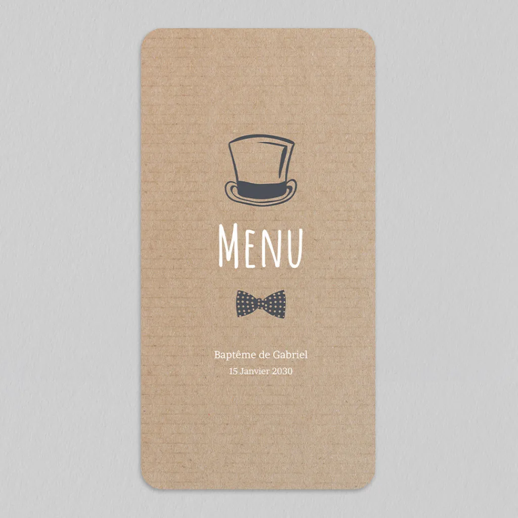Menu Baptême^Planet cards Kraft Hipster