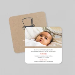 Carte Remerciement Baptême Garçon^Planet cards Kraft Hipster