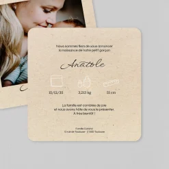 Faire-part Naissance Garçon^Planet cards Kraft minimaliste