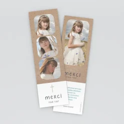Carte Remerciement Communion^Planet cards Kraft Multiphoto
