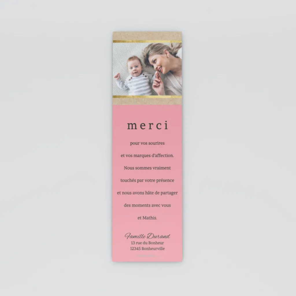 Carte Remerciement Naissance Classique^Planet cards Kraft Or