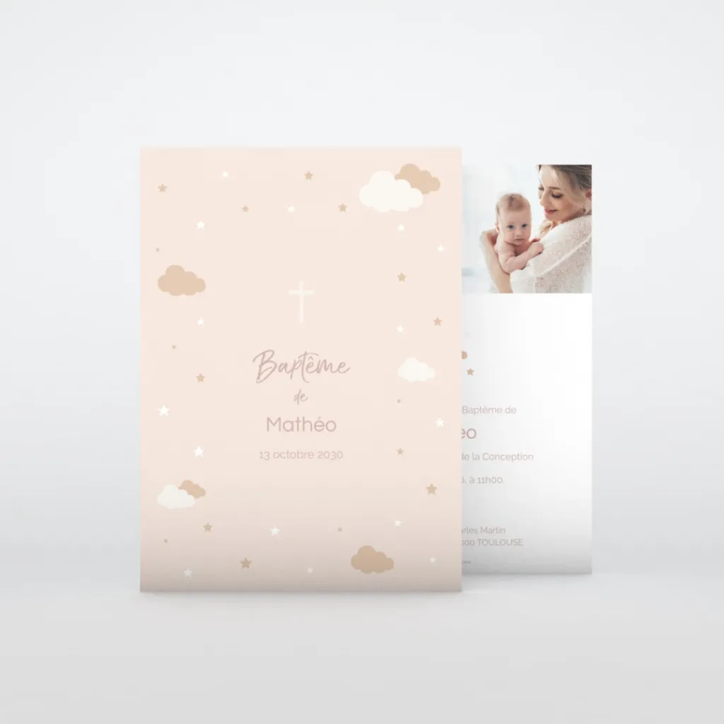 Faire-part Baptême Civil^Planet cards La Nuit En Douceur