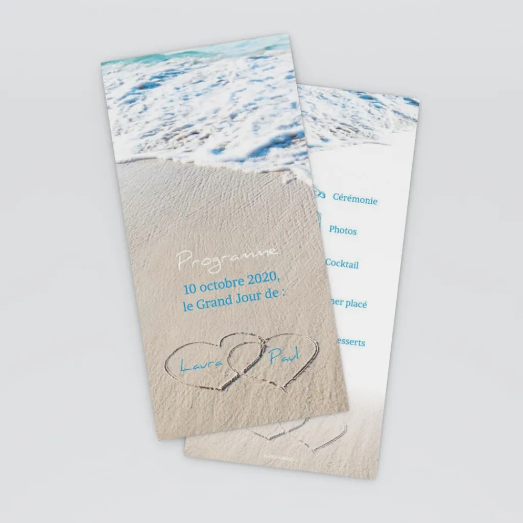 Programme De Mariage^Planet cards La Plage