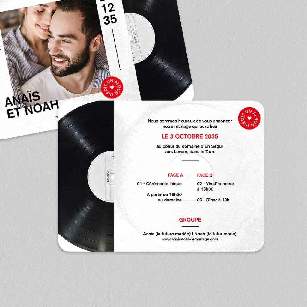 Faire-part Mariage Original^Planet cards La Pochette Vinyl