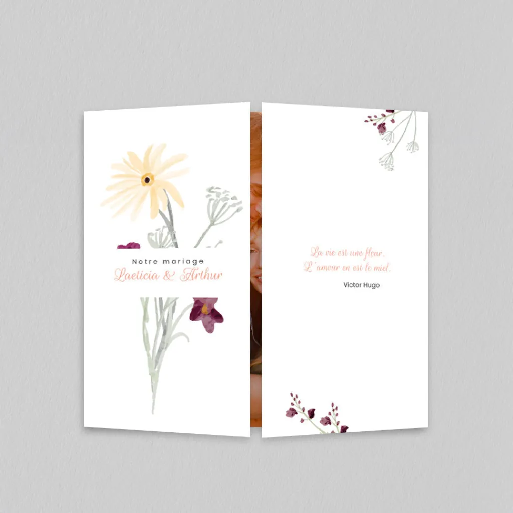 Faire-part Mariage Champêtre^Planet cards La vie est une Fleur