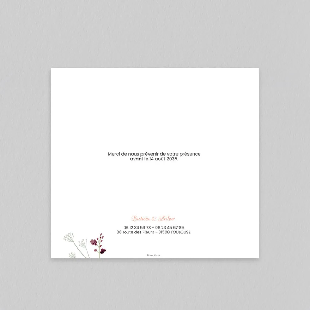 Faire-part Mariage Champêtre^Planet cards La vie est une Fleur