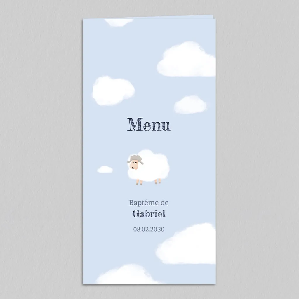 Menu Baptême^Planet cards Lainage Nuage