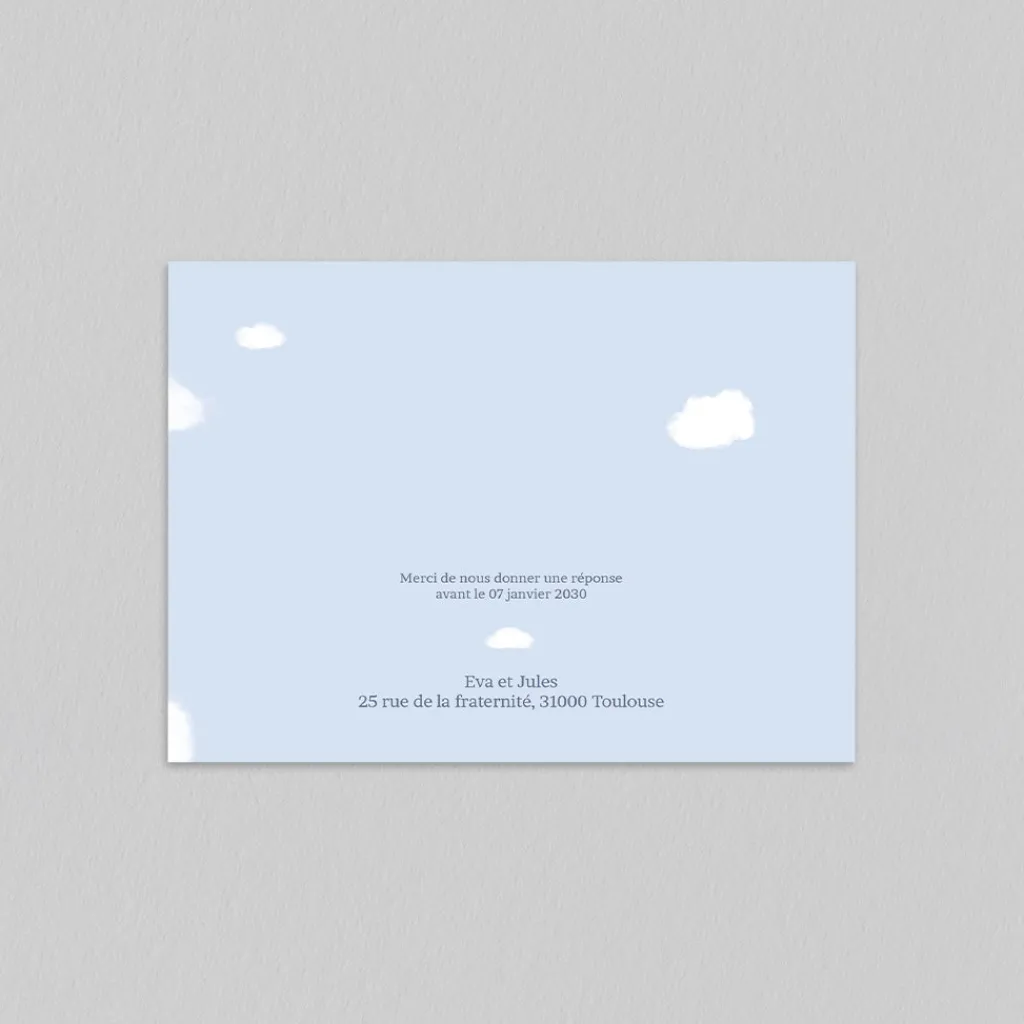 Faire-part Baptême Civil | Faire-part Baptême Garçon^Planet cards Lainage Nuage