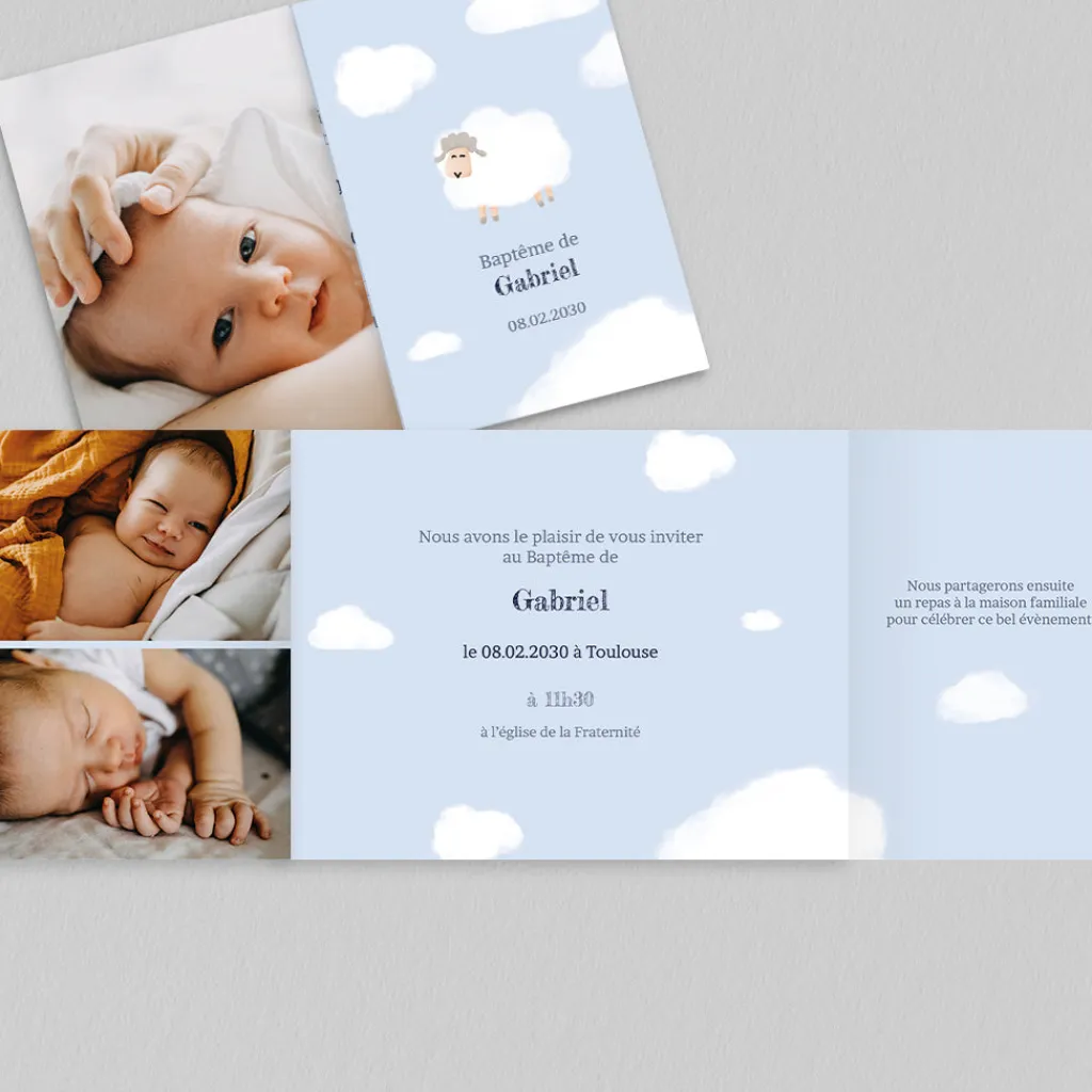 Faire-part Baptême Civil | Faire-part Baptême Garçon^Planet cards Lainage Nuage