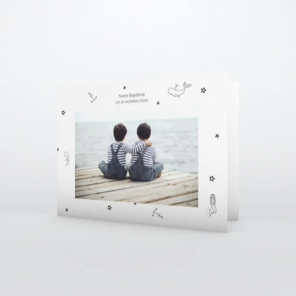 Faire-part Baptême Civil^Planet cards L'amour et la vie marine