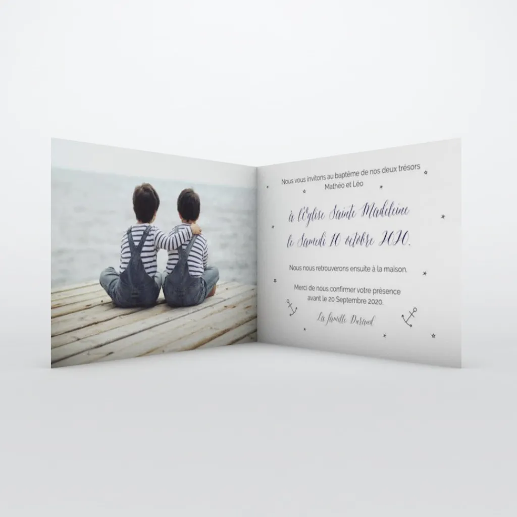 Faire-part Baptême Civil^Planet cards L'amour et la vie marine