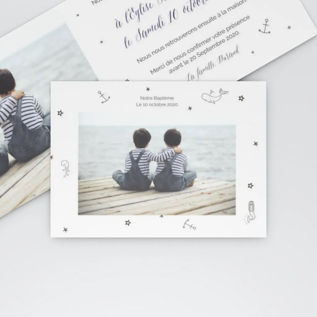 Faire-part Baptême Civil^Planet cards L'amour et la vie marine