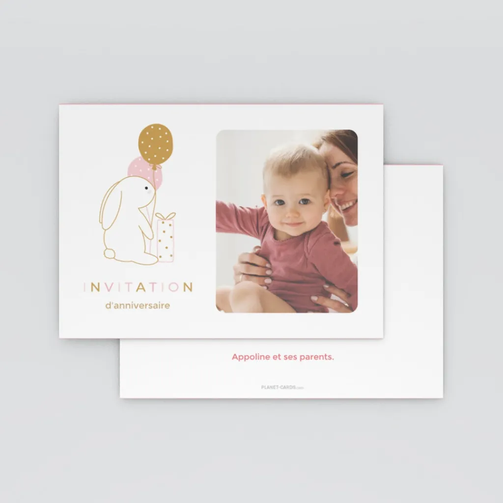 Carte Invitation Anniversaire Enfant Animaux | Carte Invitation Anniversaire Enfant Garçon^Planet cards Lapin Ballon