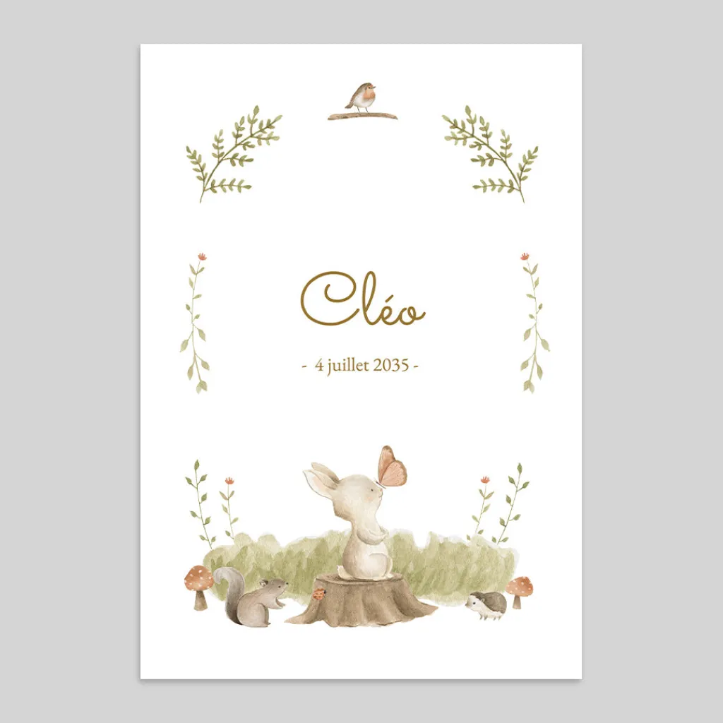 Faire-part Naissance Animaux | Faire-part Naissance Fille^Planet cards Lapin de la forêt