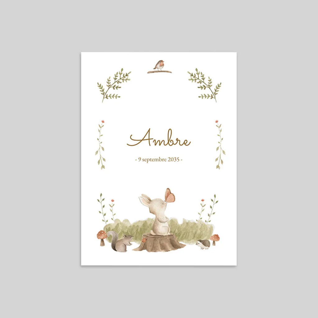 Faire-part Naissance Animaux | Faire-part Naissance Fille^Planet cards Lapin de la forêt