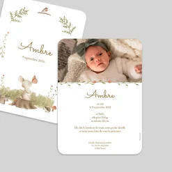Faire-part Naissance Animaux | Faire-part Naissance Fille^Planet cards Lapin de la forêt