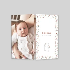 Faire-part Naissance Animaux^Planet cards Lapin et Cadre Liberty