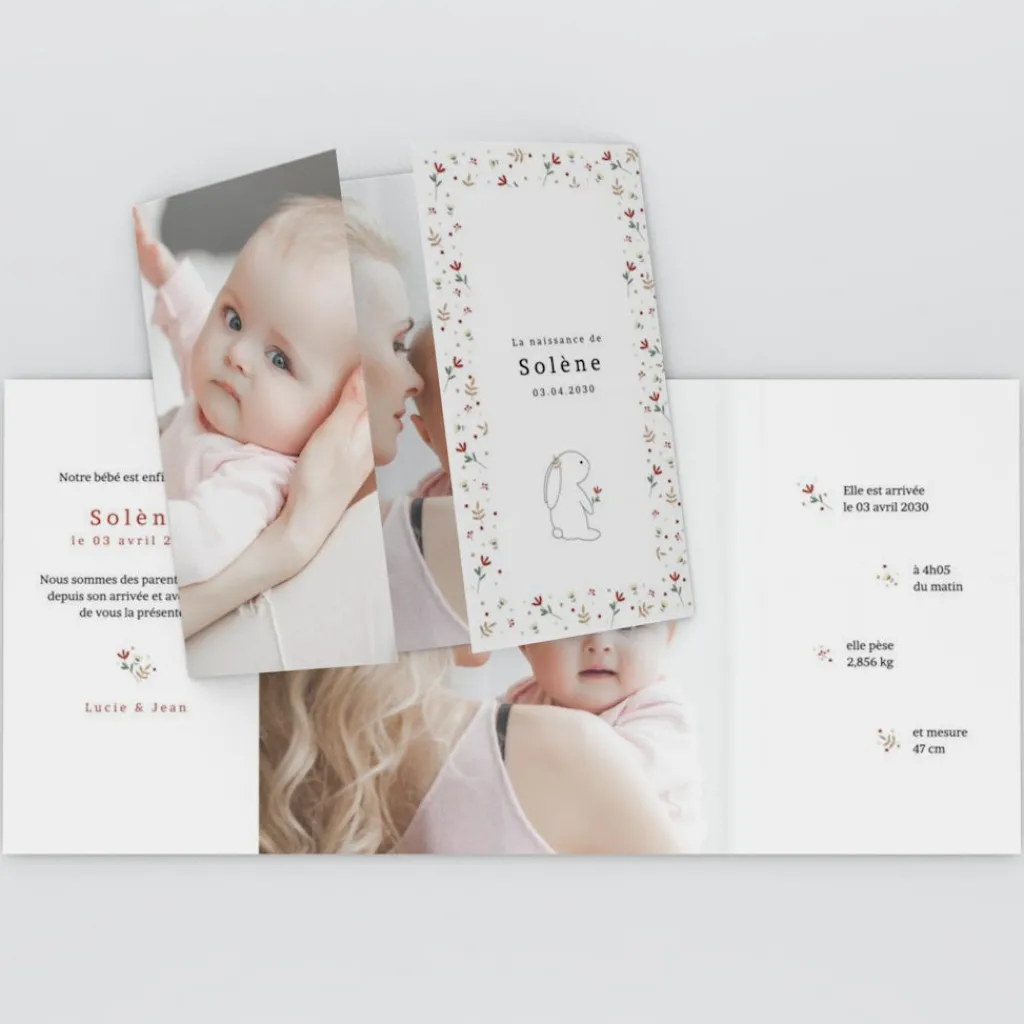 Faire-part Naissance Animaux | Faire-part Naissance Fille^Planet cards Lapin et Liberty