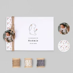 Faire-part Naissance Animaux | Faire-part Naissance Fille^Planet cards Lapin et Liberty