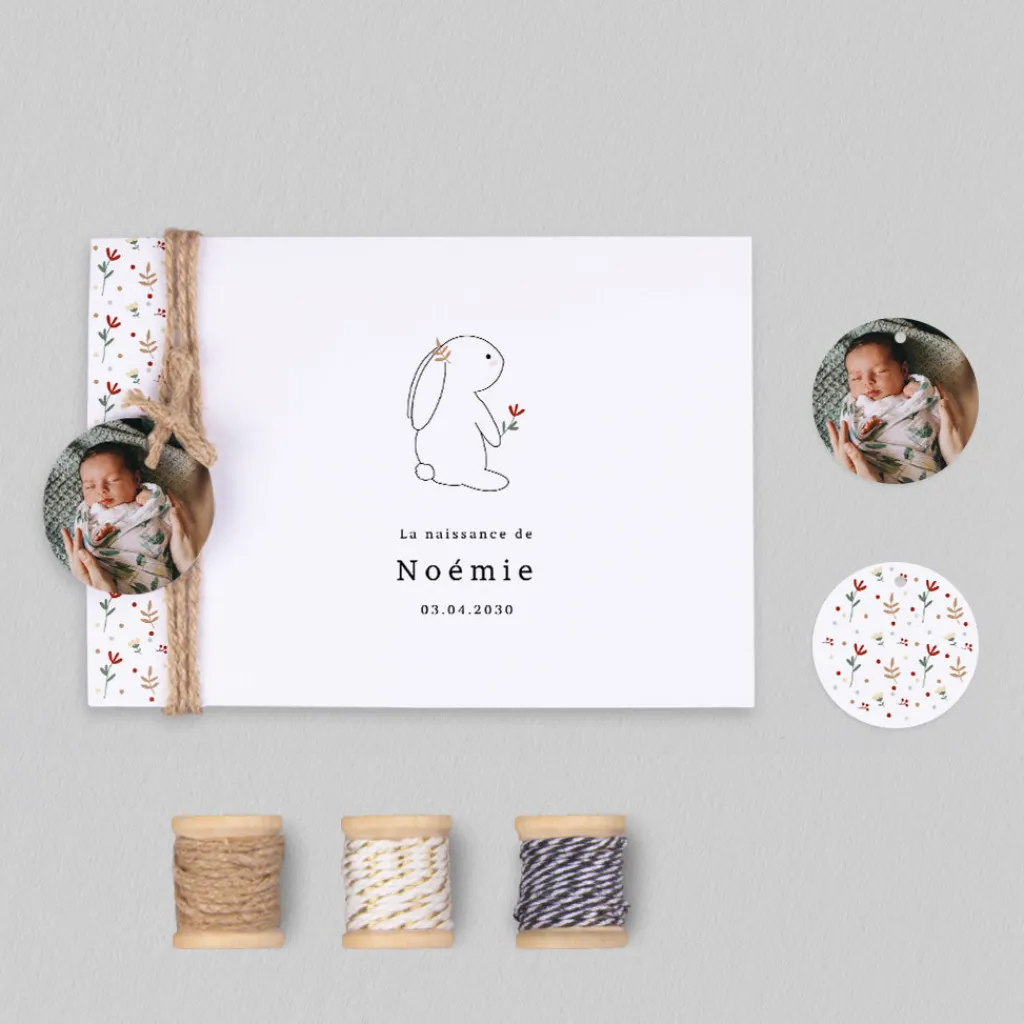 Faire-part Naissance Animaux | Faire-part Naissance Fille^Planet cards Lapin et Liberty