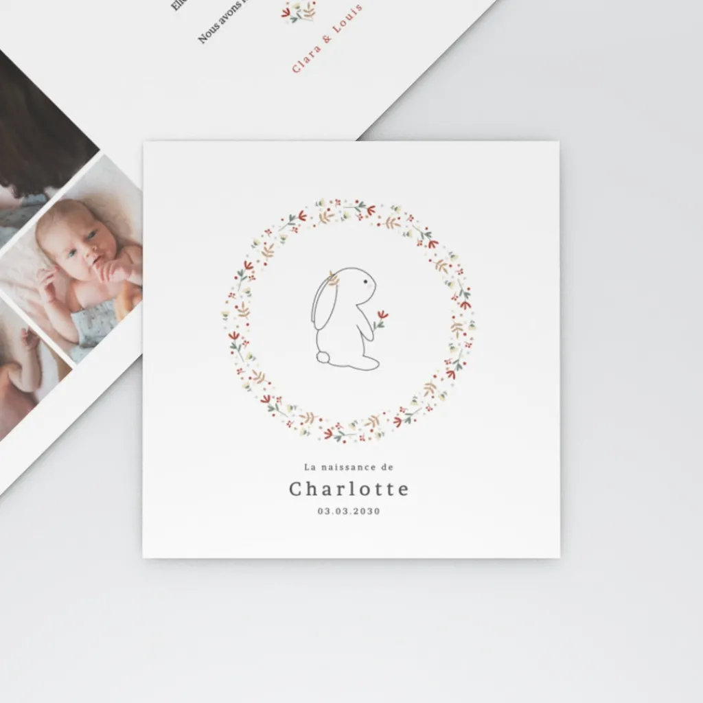 Faire-part Naissance Animaux | Faire-part Naissance Fille^Planet cards Lapin et Liberty