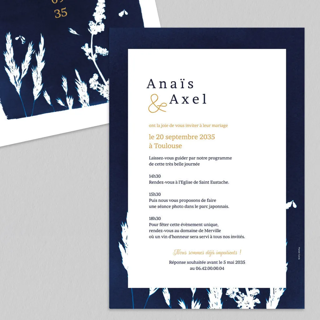 Faire-part Mariage Chic | Faire-part Mariage Original^Planet cards Le Cyanotype en Couronne