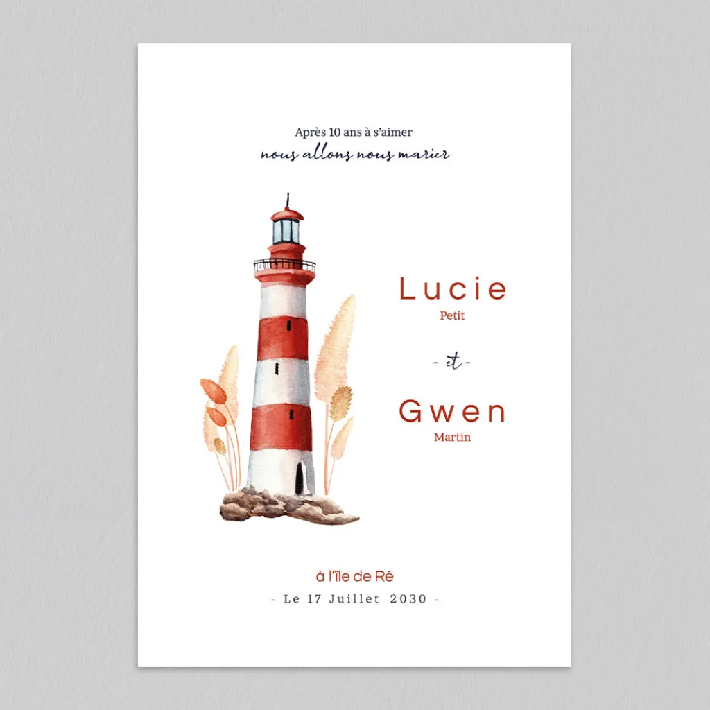 Faire-part Mariage Original^Planet cards Le Phare Marin