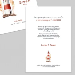 Faire-part Mariage Original^Planet cards Le Phare Marin