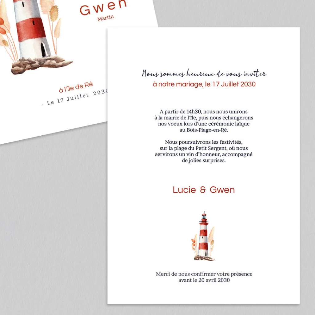 Faire-part Mariage Original^Planet cards Le Phare Marin