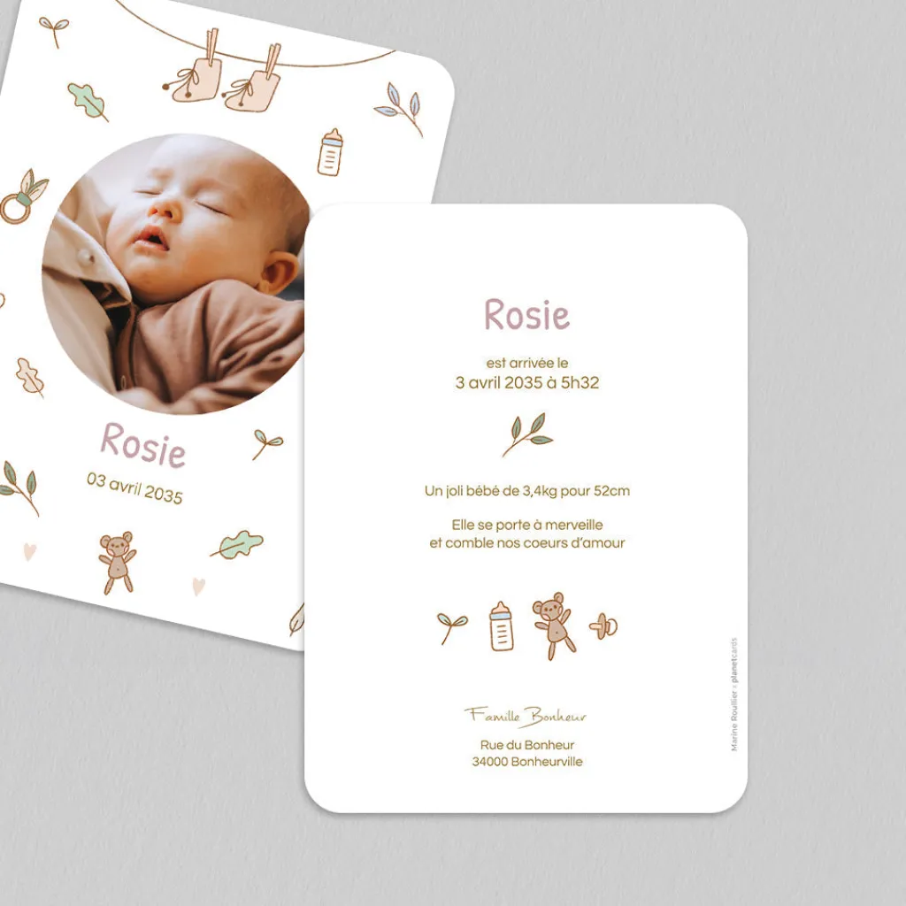 Faire-part Naissance Animaux | Créations En Collaboration^Planet cards Les Objets de Bébé